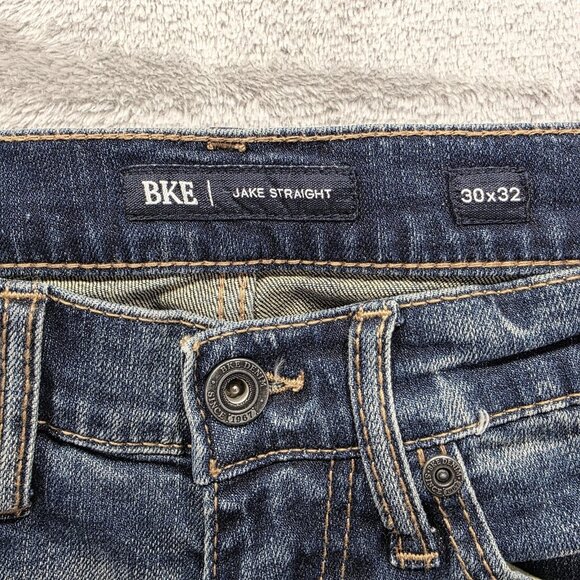 BKE Jake Straight Jeans Mens 30x32 Blue Distressed Performance Stretch Denim - Picture 9 of 12